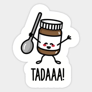 Tadaaa! Happy chocolate spread with spoon Sticker